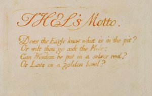 &39;Thel&39;s Motto ... ، اللوحة 2 من&39; The Book of Thel &39;، 1789 (نقش بارز مطبوع باللون البني مع قلم وحبر ومرحاض) بواسطة وليام بليك